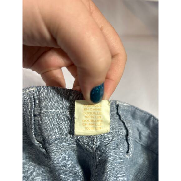 Reversible Shorts 42 Blue Plaid 100% Linen Pockets Bermuda - Picture 13 of 13